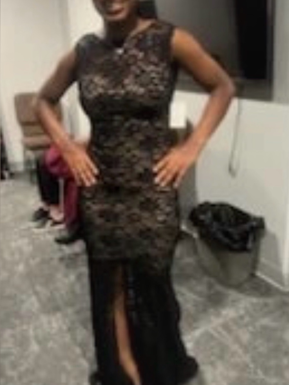 Black Lace Mermaid Gown with Nude Lining